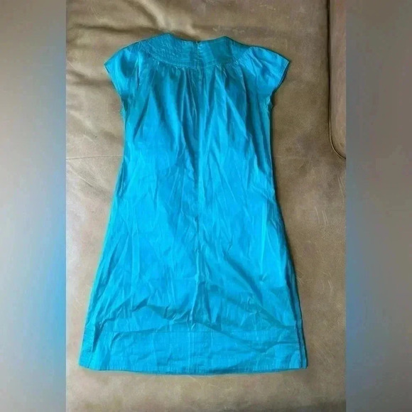 Calypso Christiane Celle Womens Zip Up Short Sleeve Silk Shift Dress Blue XS - Picture 10 of 11